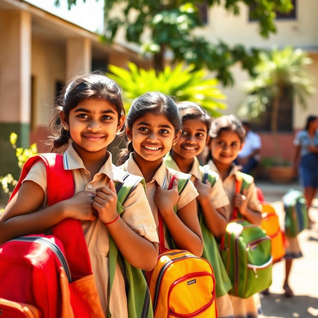 Students with new school kits